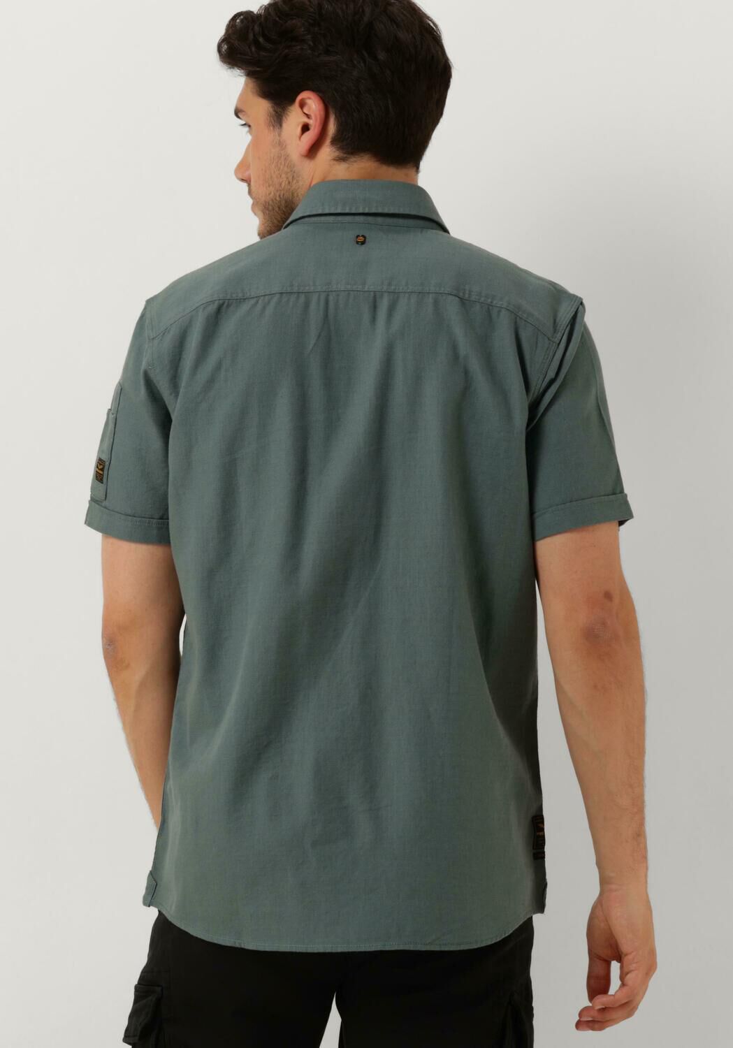 PME LEGEND Heren Overhemden Short Sleeve Shirt Ctn Slub Groen