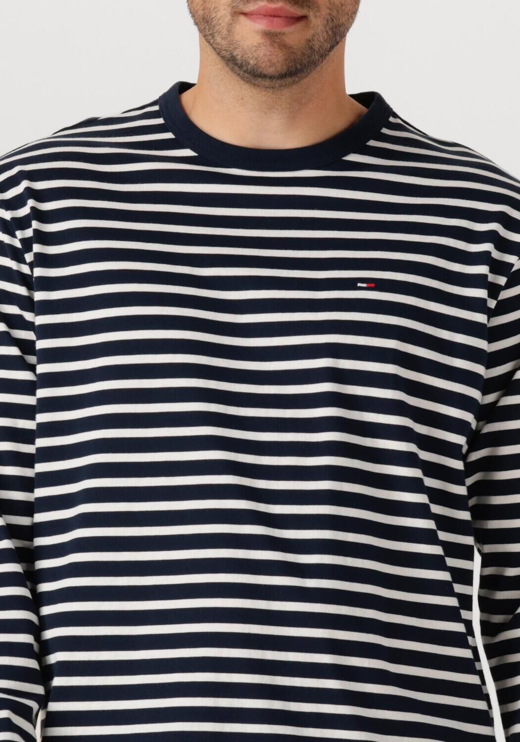 TOMMY JEANS Heren Polo's & T-shirts Tjm Reg Sflag Breton Stripe Ls Blauw