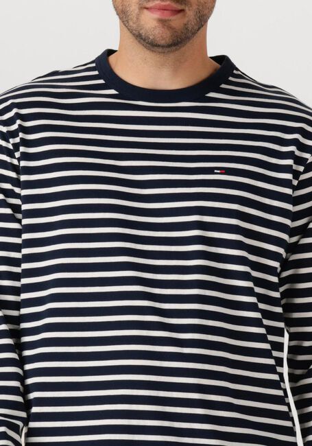 Blauwe TOMMY JEANS Polo / T-shirt TJM REG SFLAG BRETON STRIPE LS - large