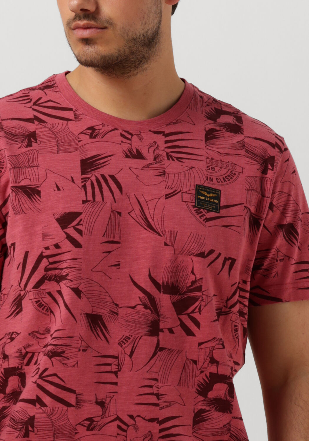 roze pme legend t shirt short sleeve r neck slub jersey aop