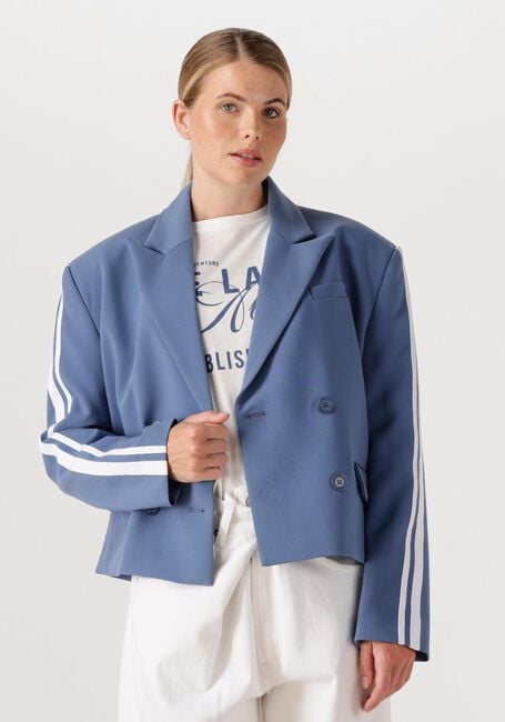 Donkerblauwe ALIX THE LABEL Blazer LADIES WOVEN STRIPE TAPE BLAZER - large