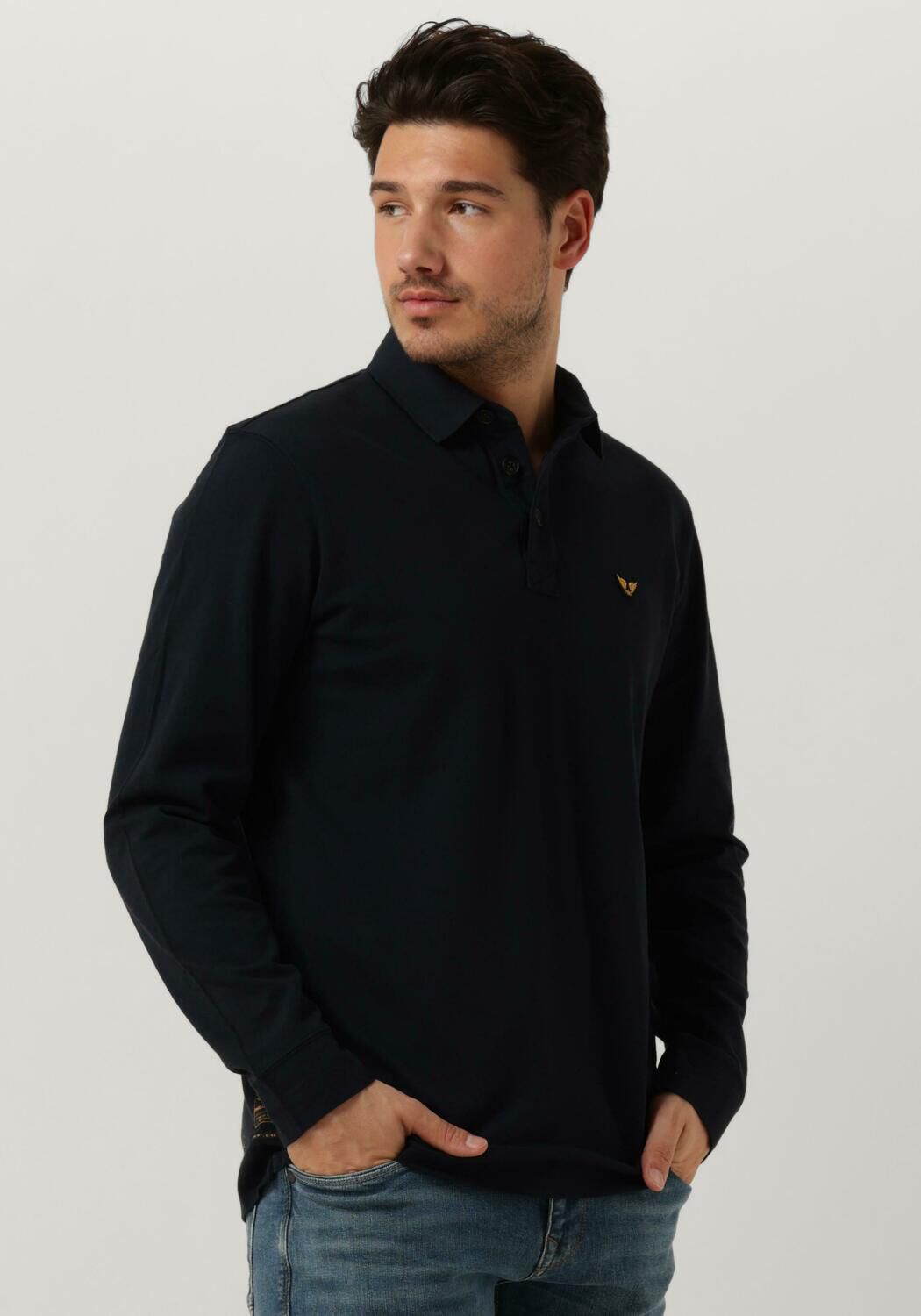 PME LEGEND Heren Polo's & T-shirts Long Sleeve Polo Pique Garment Dye Blauw