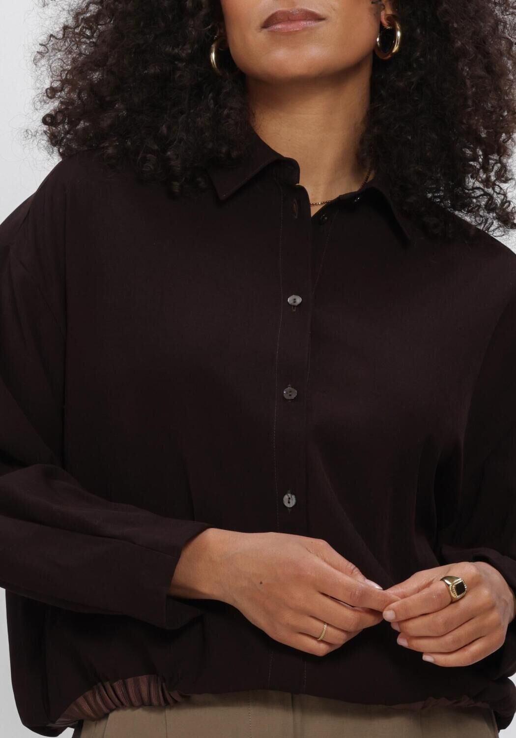 Bruine SUMMUM Blouses BLOUSE VISCOSE TWILL - large