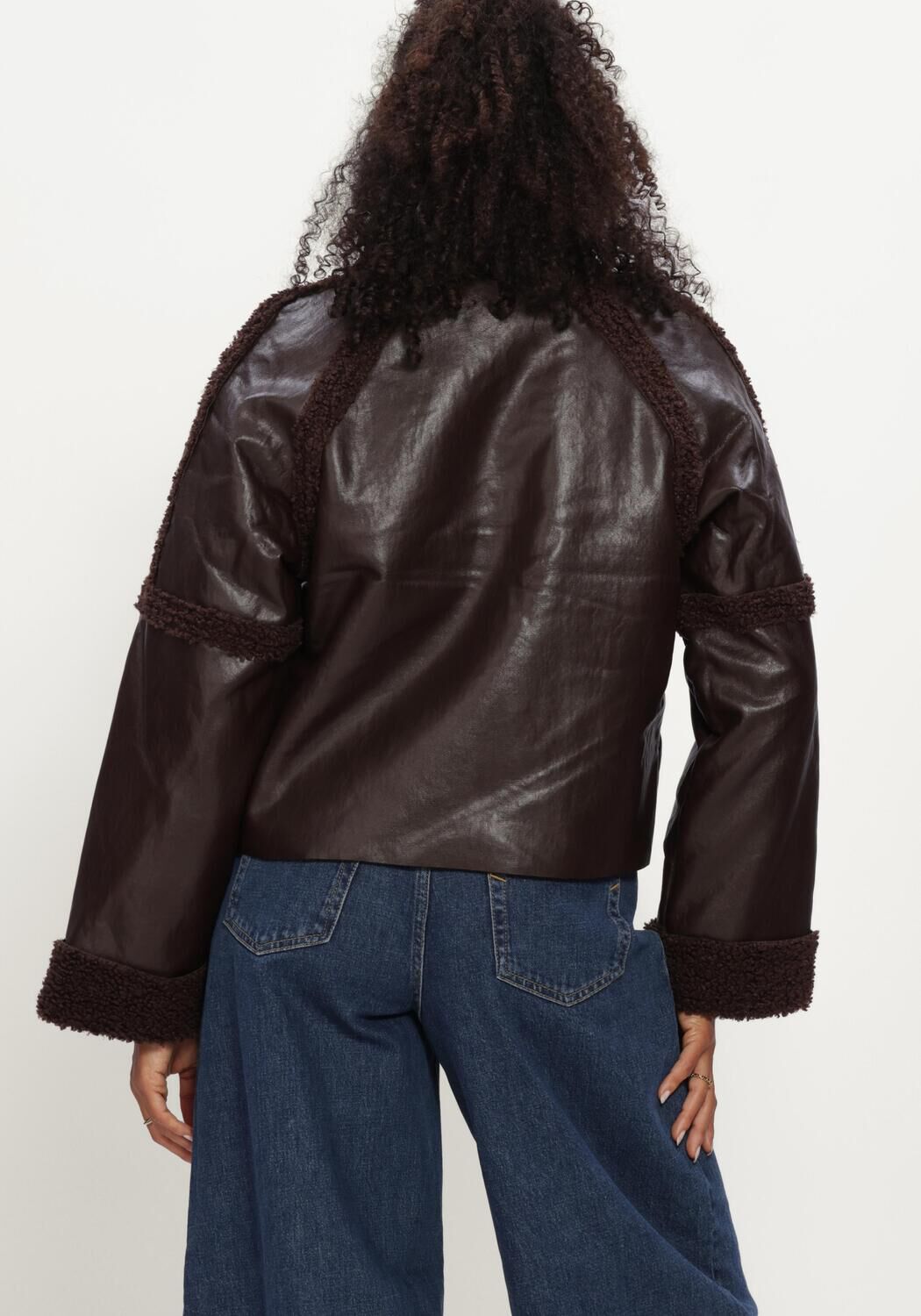Bruine Y.A.S. Leren jas YASFILIA LS JACKET - large