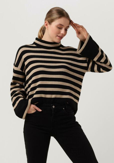 Zwarte MY ESSENTIAL WARDROBE Coltrui SILA STRIPED KNIT ROLLNECK - large