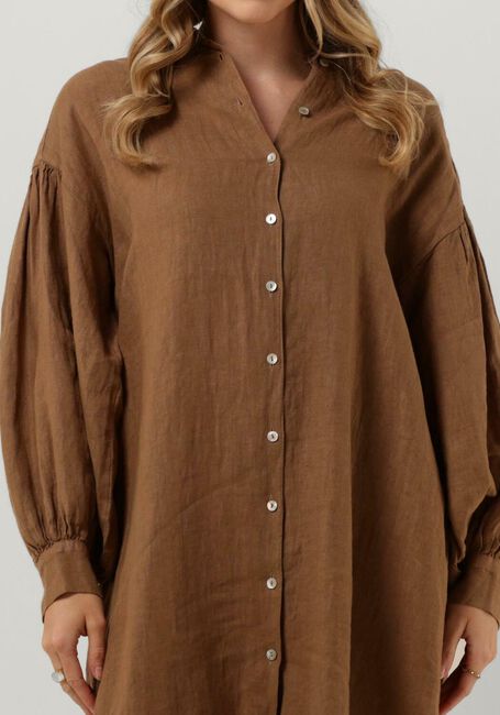 Bruine BY-BAR Midi jurk SARAH LINEN LONG DRESS - large