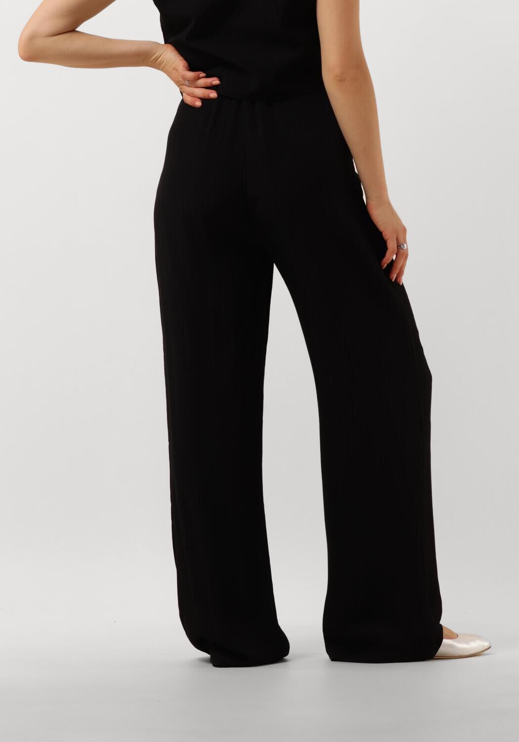 ALIX THE LABEL Dames Broeken Ladies Woven Stripy Wide Leg Pants Zwart