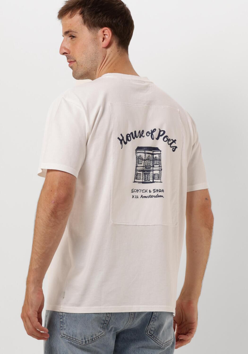 SCOTCH & SODA Heren Polo's & T-shirts Relaxed Fit Applique Artwork T-shirt Wit