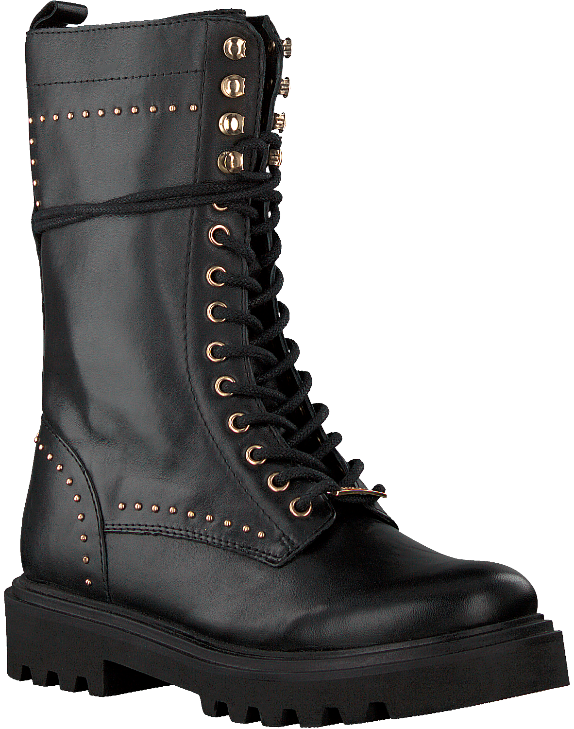 Zwarte NIKKIE Veterboots GOLD STUD BOOTS | Omoda Zwarte NIKKIE Veterboots GOLD STUD BOOTS | Omoda