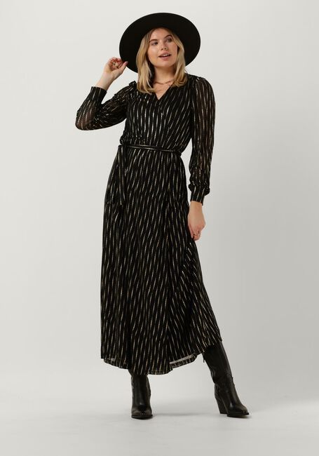 Zwarte COLOURFUL REBEL Maxi jurk LOLA TRIANGLE FOIL LONGSLEEVE MAXI WRAP DRESS - large