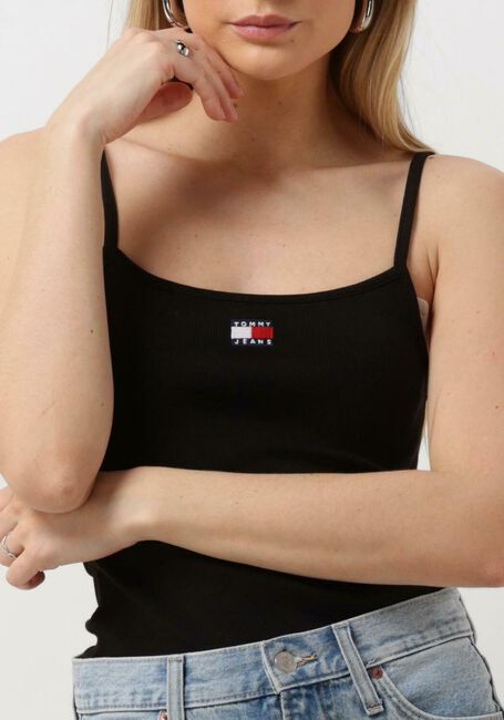 Zwarte TOMMY JEANS Top TJW BADGE RIB STRAP TOP - large