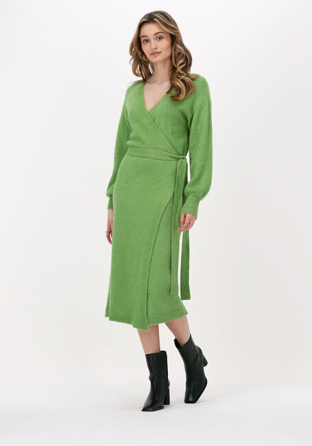 Groene Y.A.S. Midi jurk YASPICOTEE LS WRAP KNIT DRESS - large