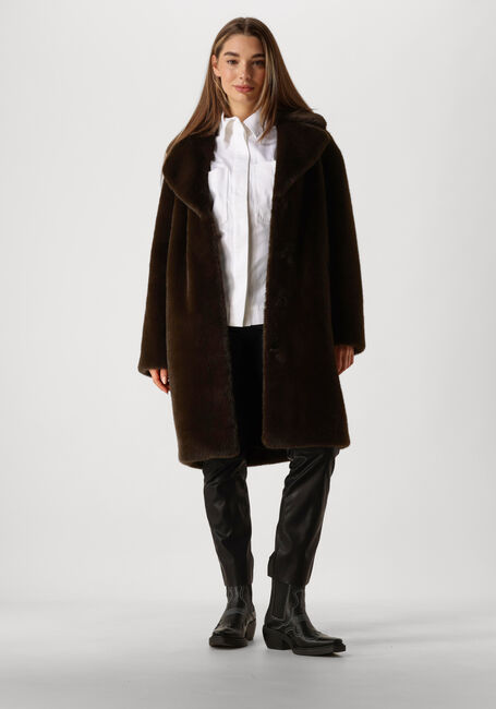 Bruine STAND STUDIO Faux fur jas CAMILLE COCOON COAT - large