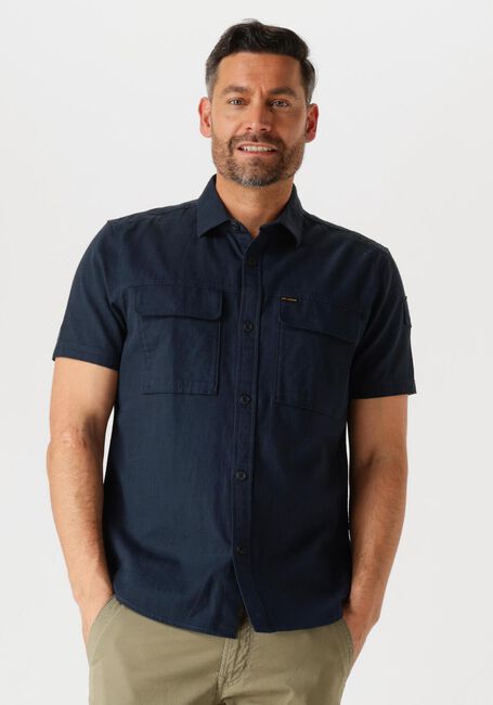 Blauwe PME LEGEND Casual overhemd SHORT SLEEVE SHIRT SLUB COTTON - large