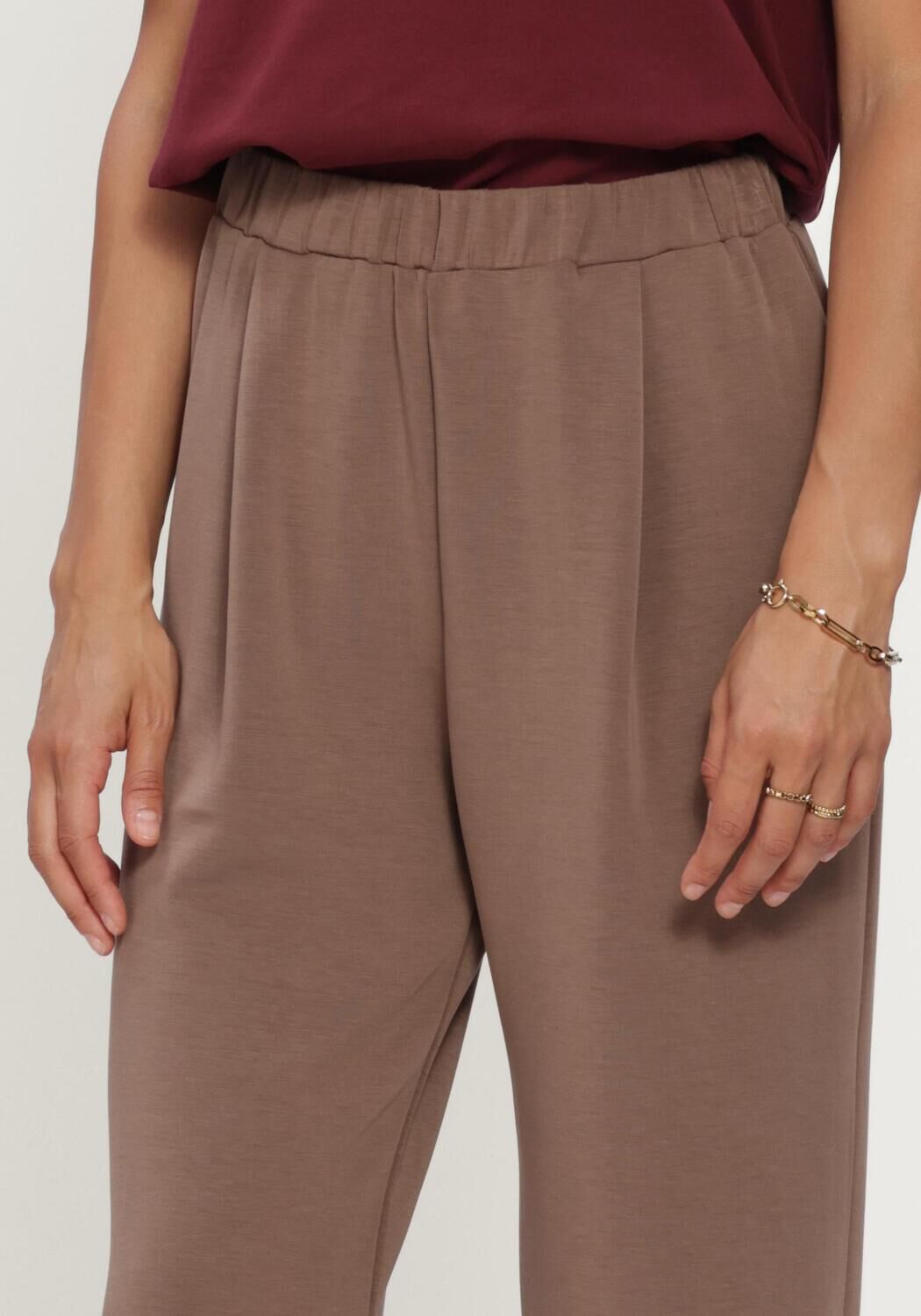Taupe SELECTED WOMEN Wijde broek SLFTENNY HW PANT - large