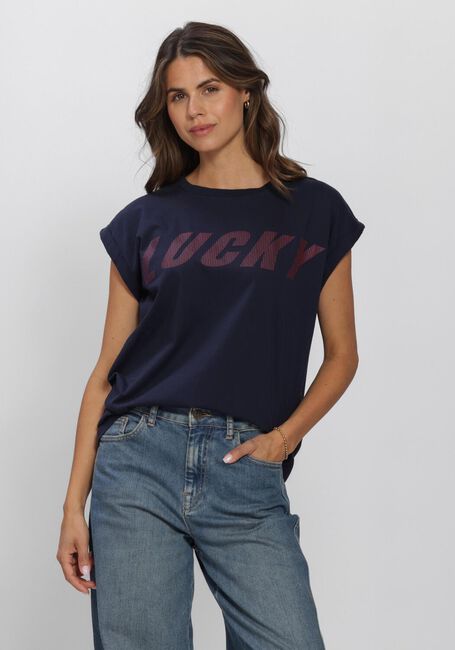 Donkerblauwe BY-BAR T-shirt TOBI STRIPED SPEED TOP - large