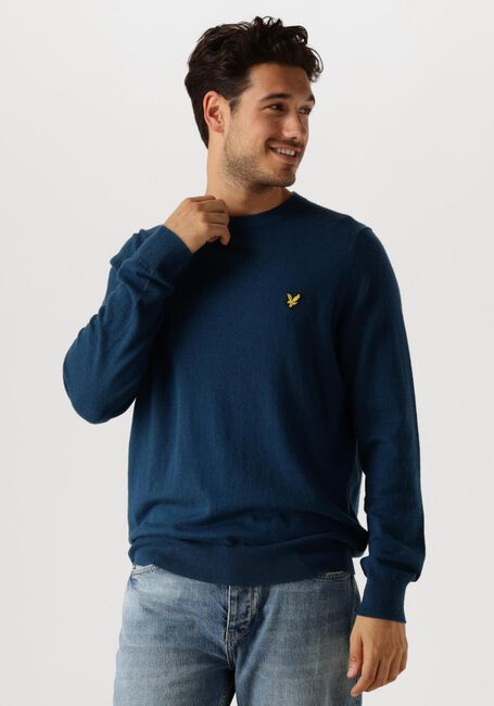 Blauwe LYLE & SCOTT Trui COTTON MERINO CREW NECK JUMPER - large