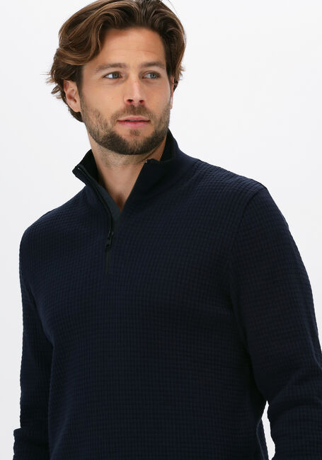 Donkerblauwe VANGUARD Trui HALF ZIP COLLAR COTTON STRUCTU - large