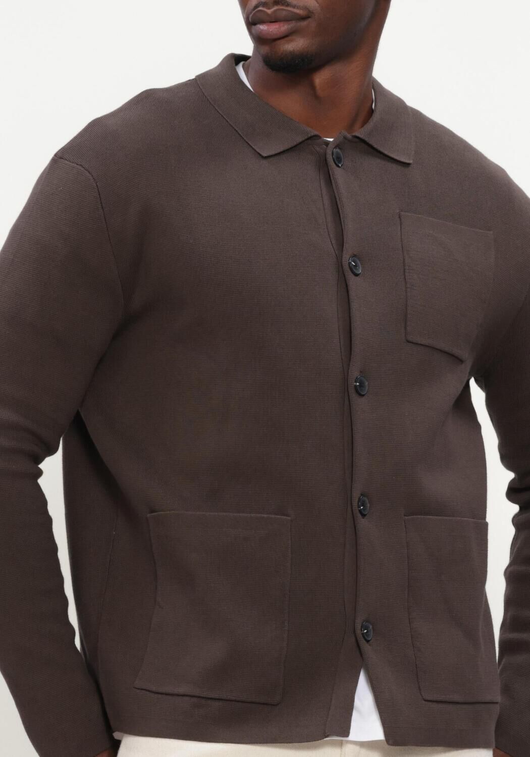 SELECTED MEN Heren Truien & Vesten Slmmike Light Polo Cardigan Bruin