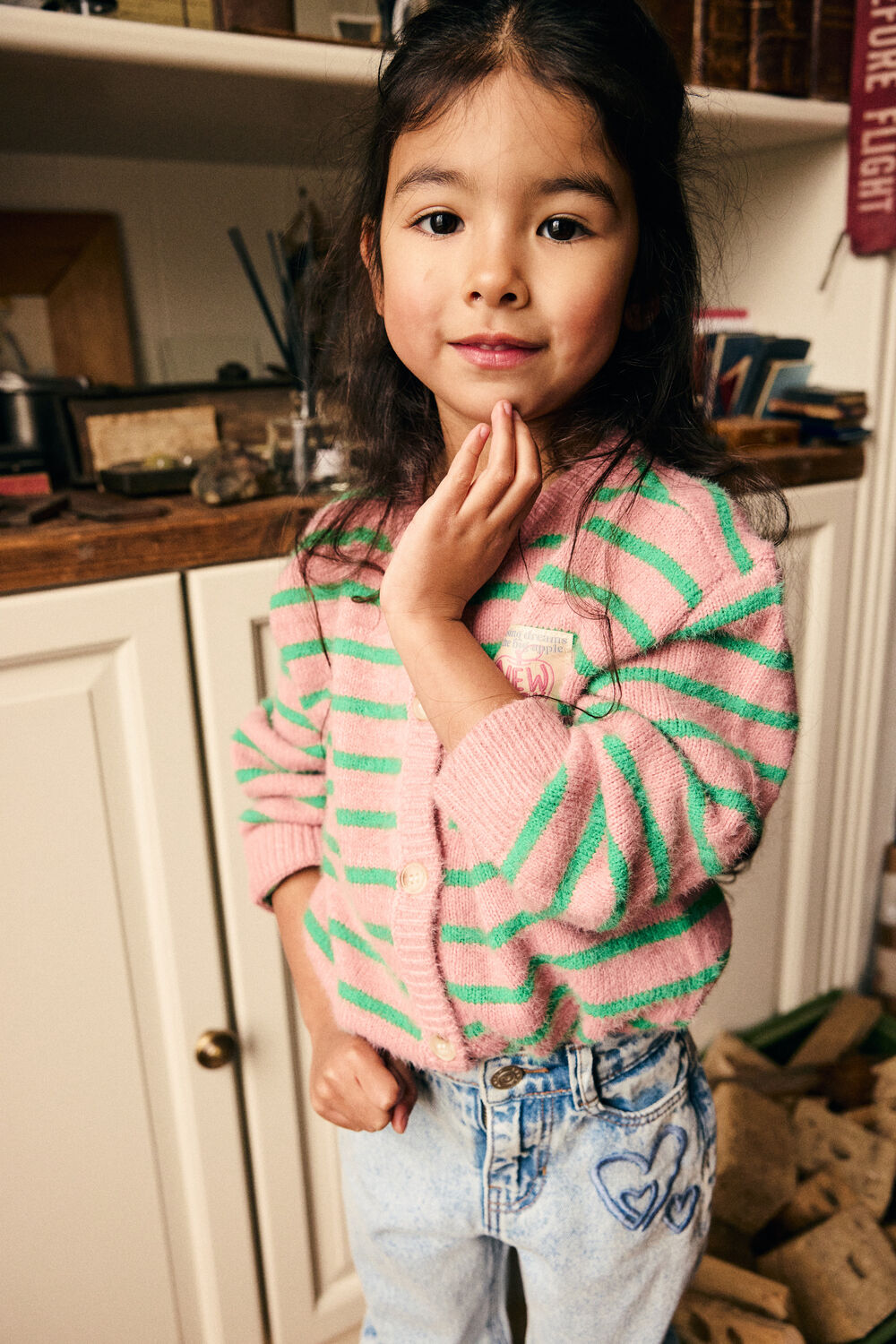 Daily7 Meisjes Truien & Vesten Knitwear Striped Cargdigan - Roze, foto 3