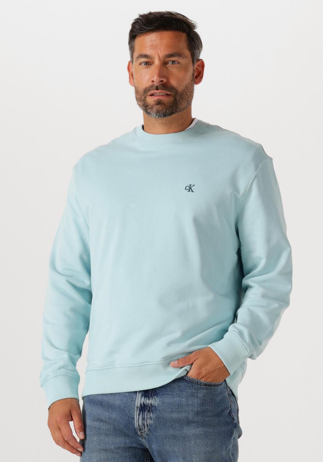 CALVIN KLEIN Heren Truien & Vesten Ls Eu 350terry Monogram Cn Sweat Lichtblauw