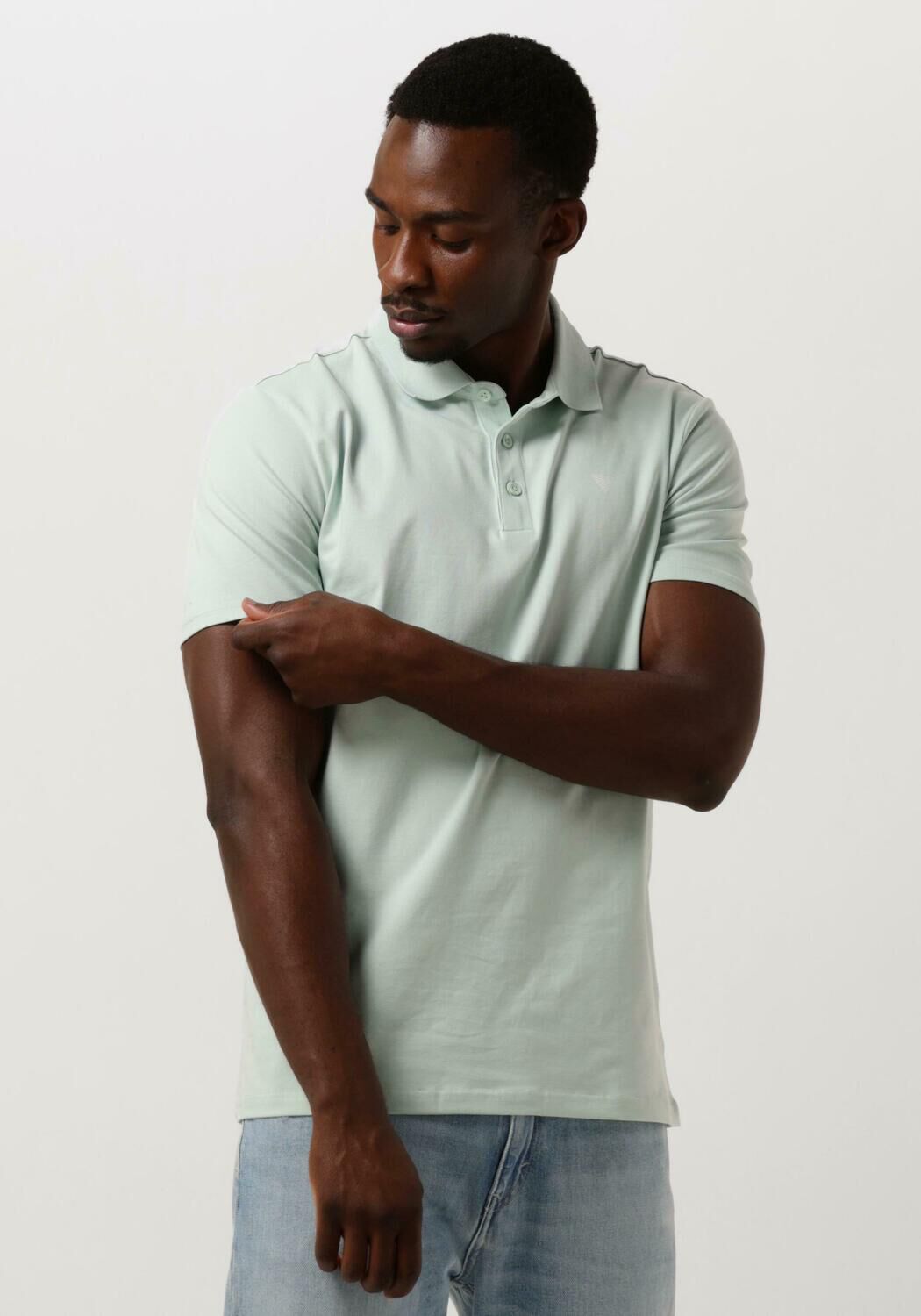 PURE PATH Heren Polo's & T-shirts Shortsleeve Polo With Chest Print Mint