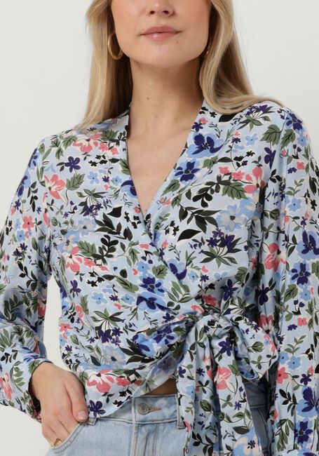 Lichtblauwe OBJECT Top OBJRIGA L/S WRAP TOP - large