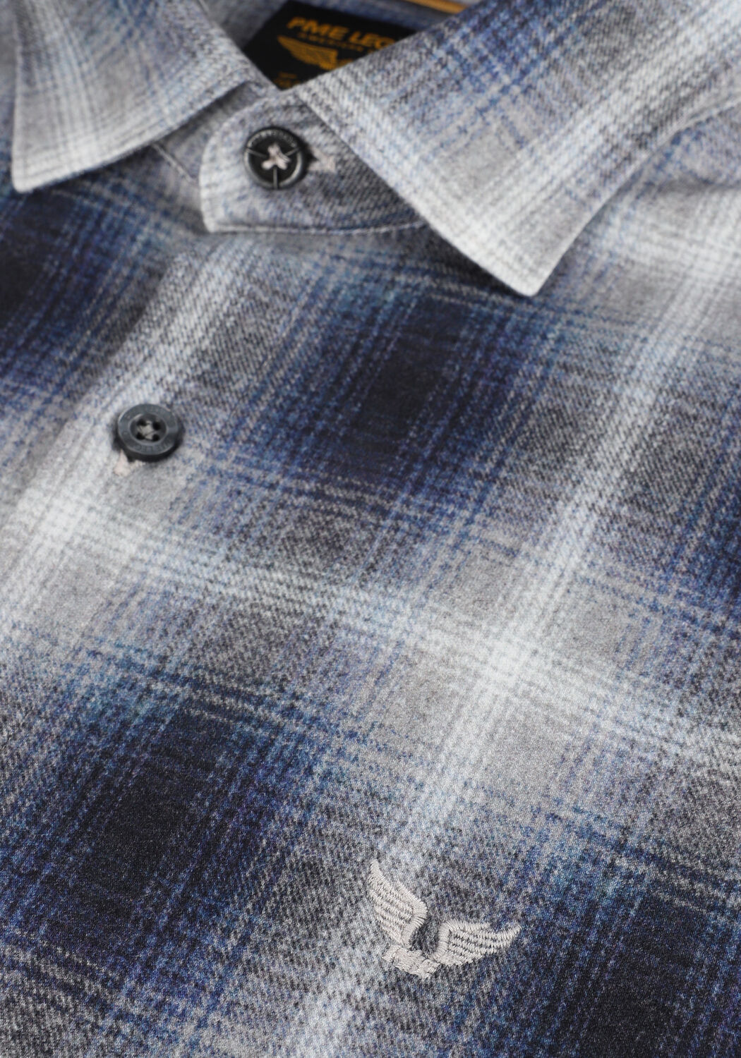 Blauwe PME LEGEND Casual overhemd LONG SLEEVE SHIRT PRINT ON HEA - large