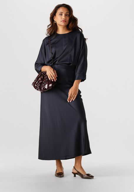 Donkerblauwe WITHBLACK Maxi jurk WBLDAGMAR SATEEN DRESS - large