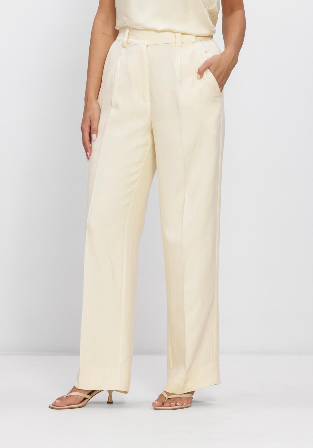 Gele SECOND FEMALE Broeken LINO CLASSIC TROUSERS - large