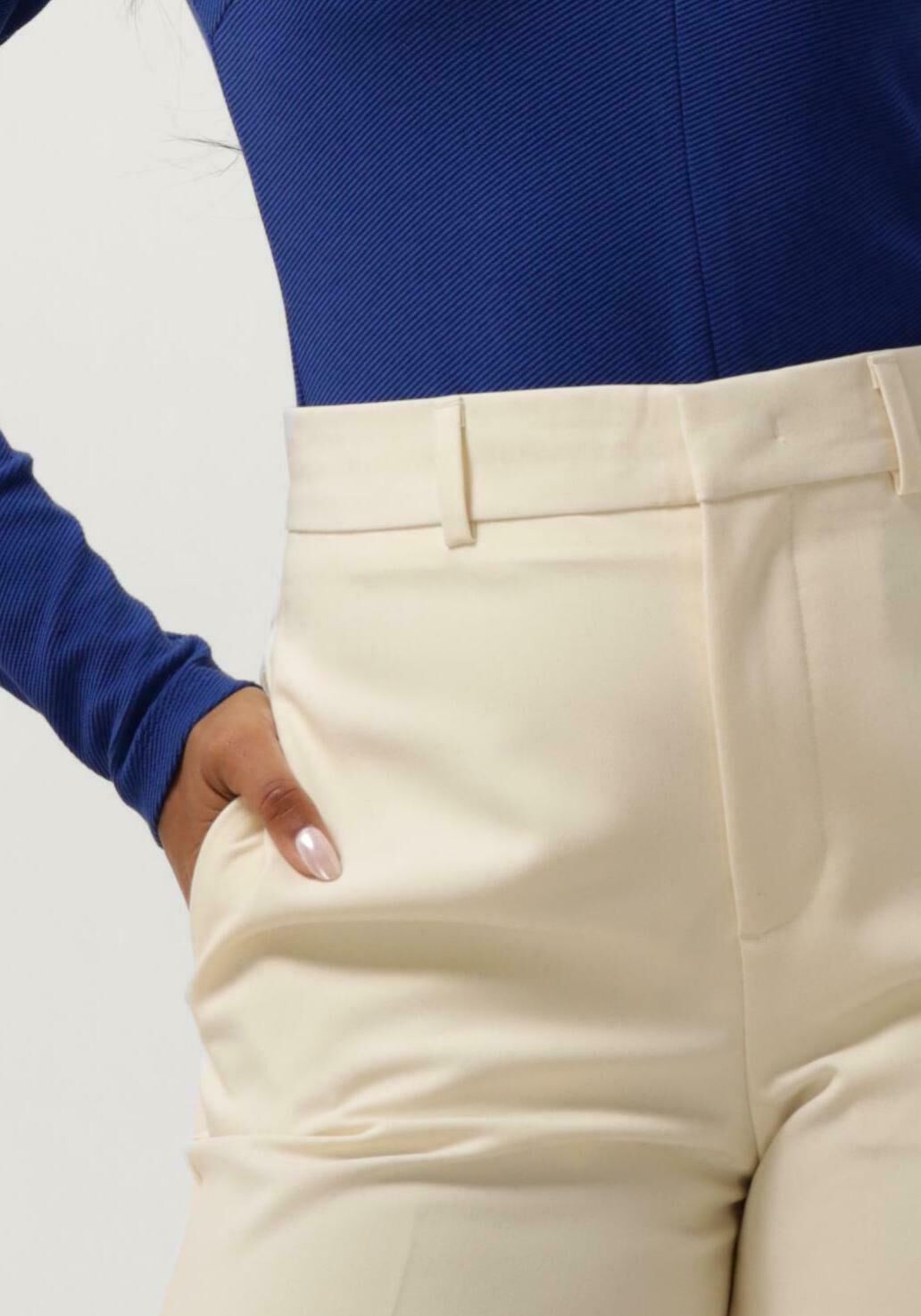 VANILIA Dames Broeken Straight Leg Trousers Creme