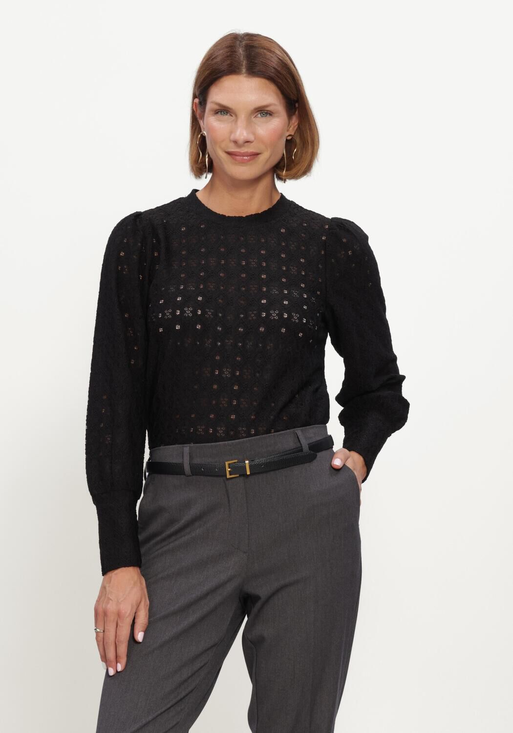 Zwarte OBJECT Trui OBJLAILA L/S RE TOP NOOS - large