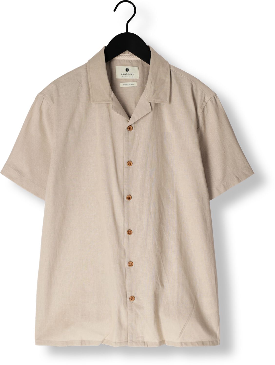 ANERKJENDT Heren Overhemden Akleo Sss Cot linen Shirt Beige