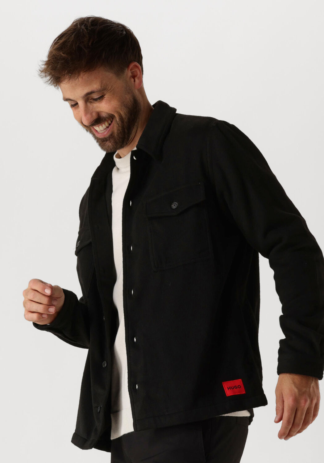 Hugo Boss Zwart Overshirt Enalu Stijlvol Trendy Black Heren