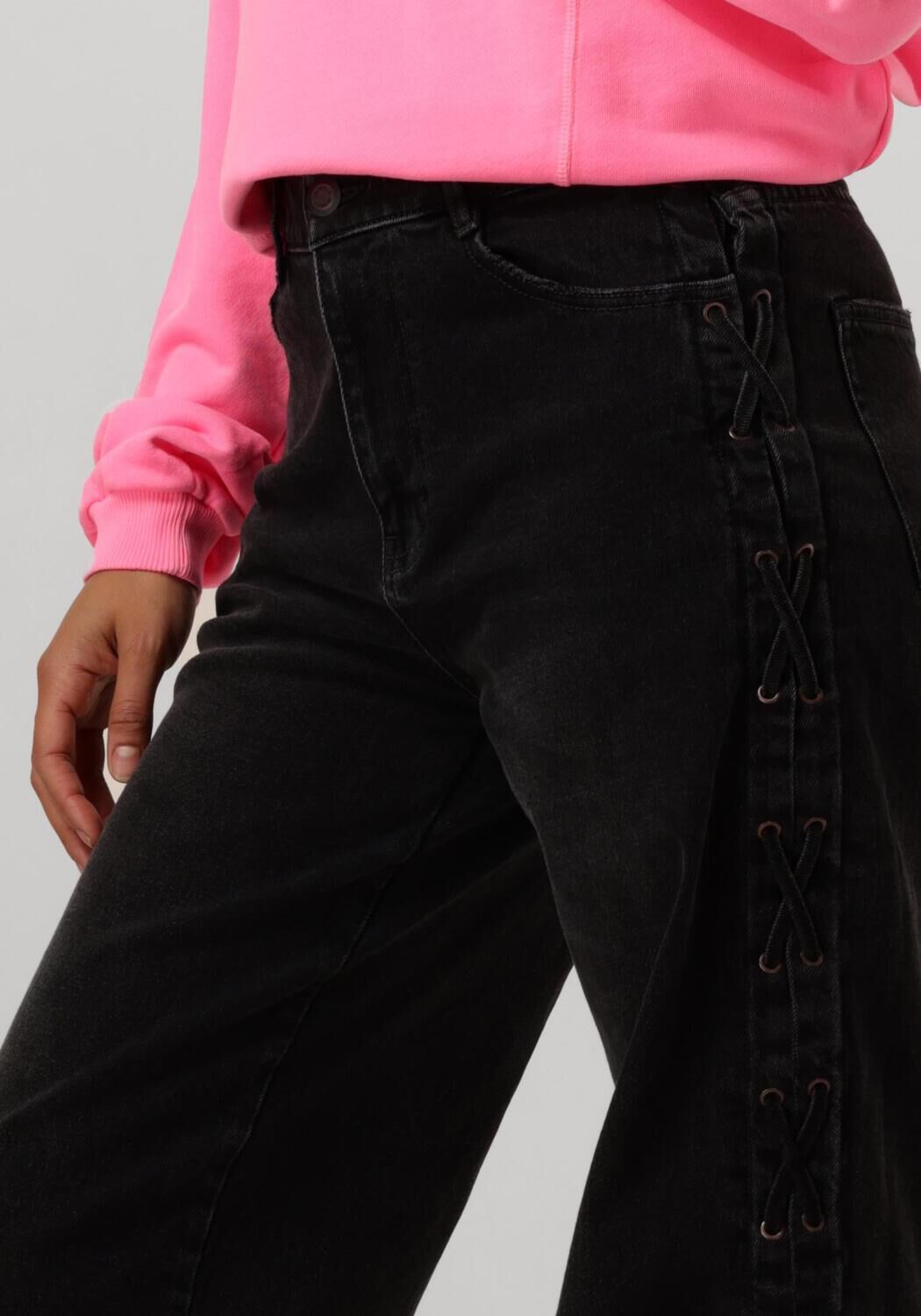 CATWALK JUNKIE Dames Jeans Loose Fit Jeans With Lace Detail Zwart