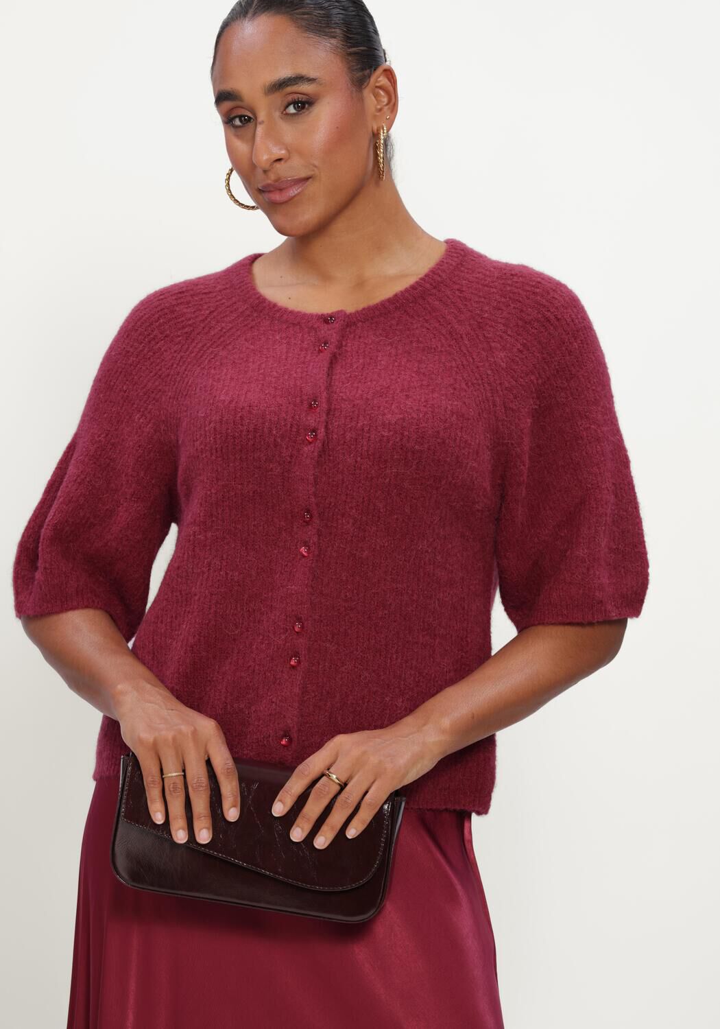 Bordeaux MSCH COPENHAGEN Trui MSCHBONDIE HOPE 2/4 CARDIGAN - large