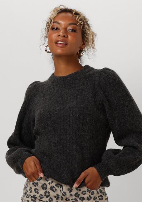 Grijze SELECTED FEMME Trui SLFLULU LS STRUCTURE KNIT O-NECK - large