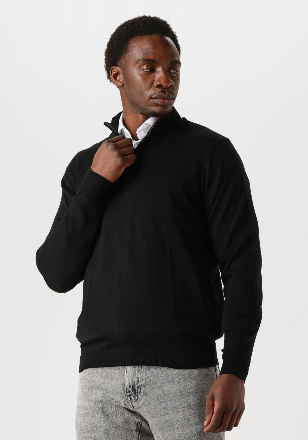 PROFUOMO Heren Truien & Vesten Pullover Half Zip Zwart