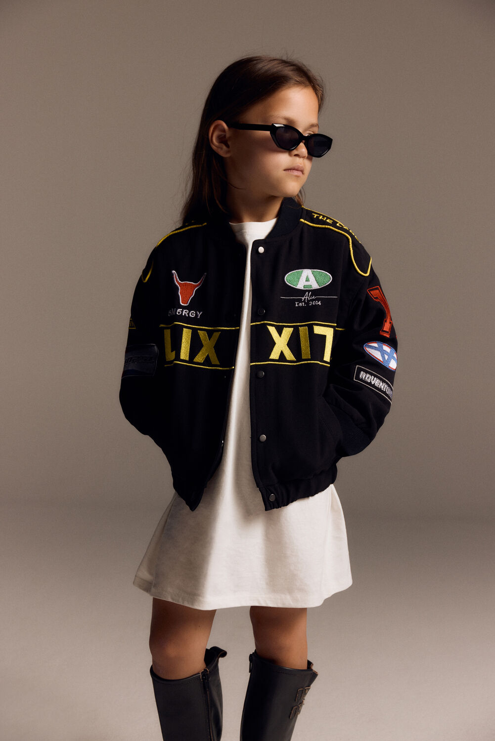 Zwarte ALIX MINI Jack WOVEN MOTOR ARTWORK JACKET - large