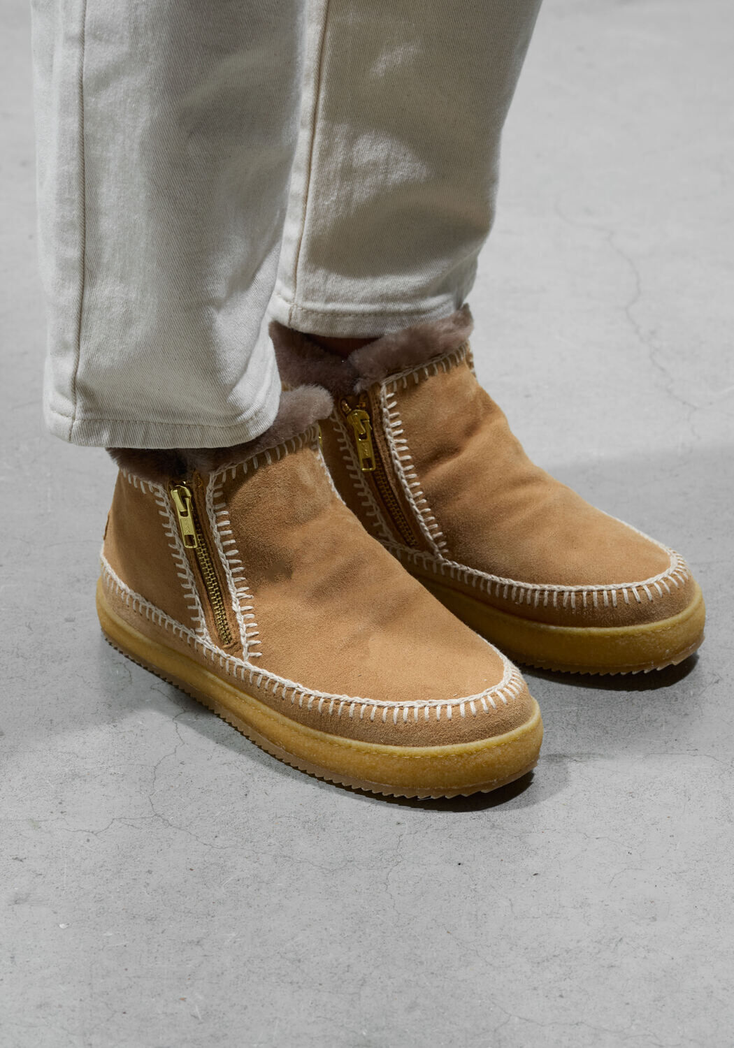 Cognac LAIDBACKLONDON Vachtlaarzen SETSU LOW CROCHET - large