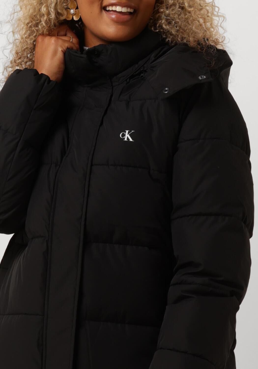 CALVIN KLEIN Dames Jassen Monologo Non Down Long Puffer Zwart