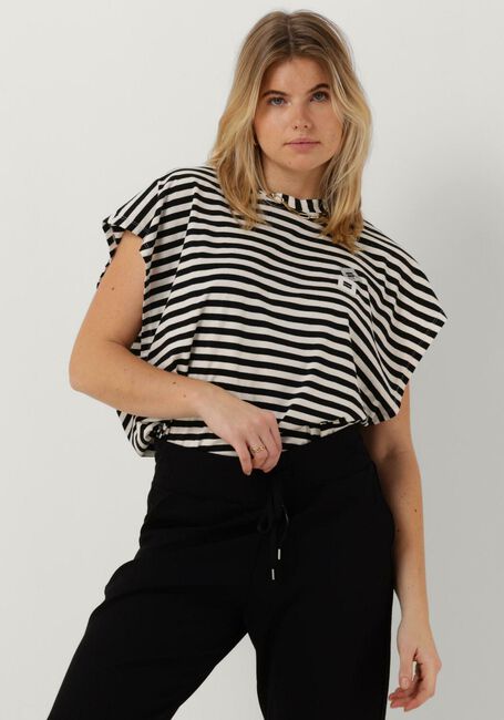 Zwarte 10DAYS Top TEE STRIPE - large