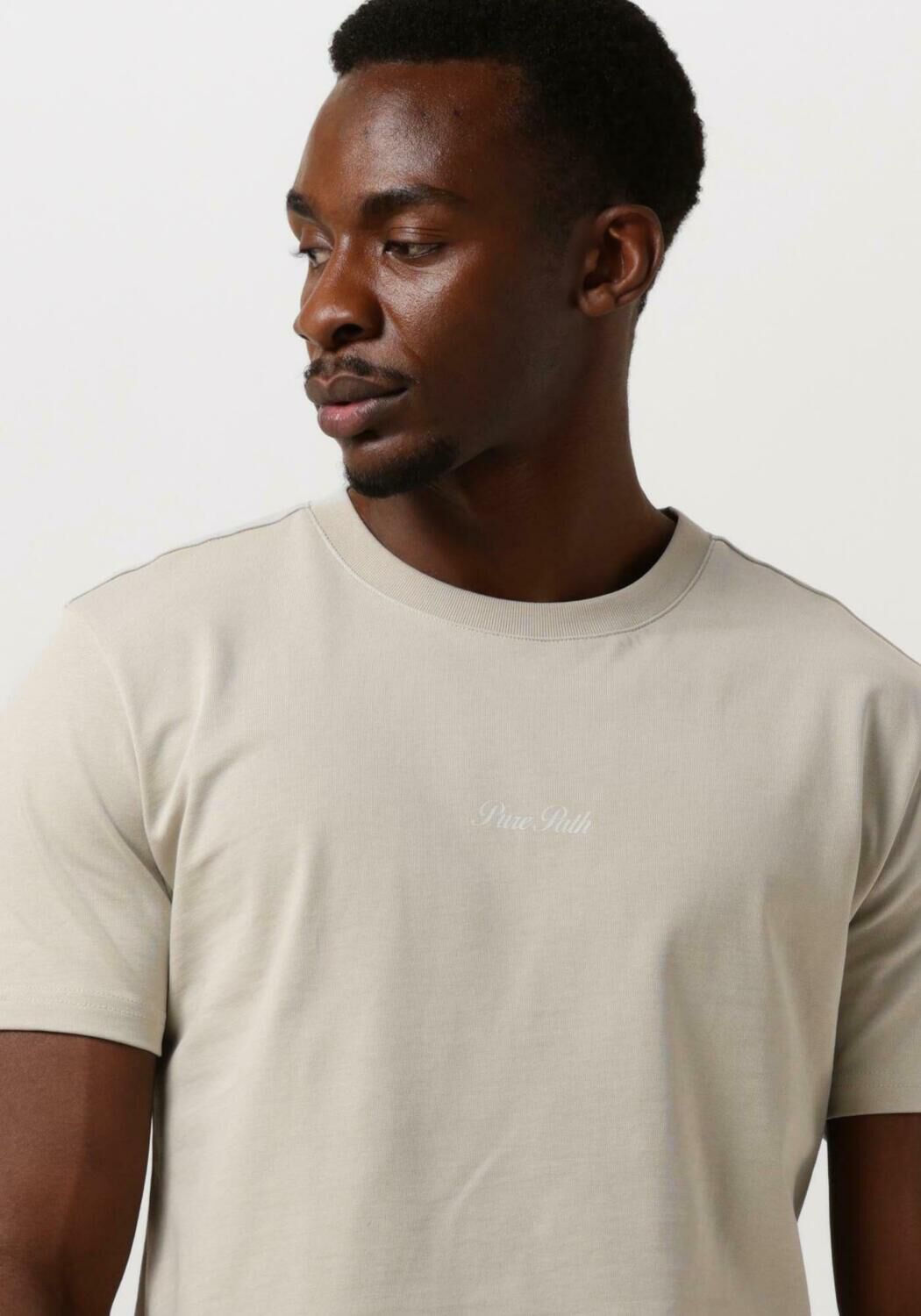 PURE PATH Heren Polo's & T-shirts Tshirt With Front And Back Print Zand