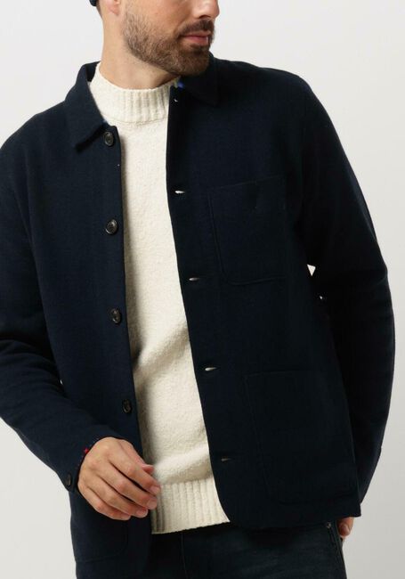 Blauwe SCOTCH & SODA Jack WOOL-BLEND KNITTED WORKER JACKET - large