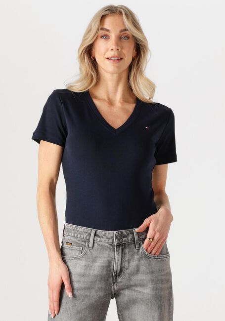 Donkerblauwe TOMMY HILFIGER T-shirt NEW SLIM CODY V-NK SS - large