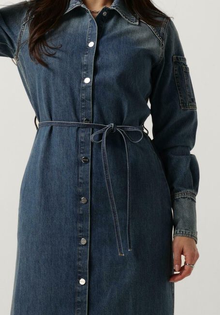 Blauwe VANILIA Midi jurk DENIM MIDI DRESS - large