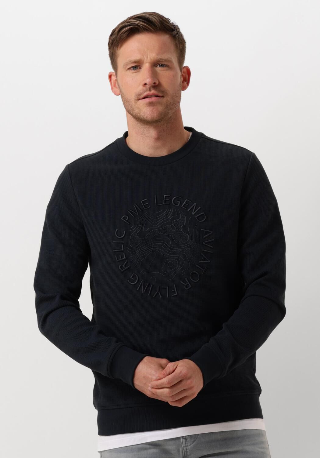 PME LEGEND Heren Truien & Vesten Crewneck Waffle Jersey Blauw
