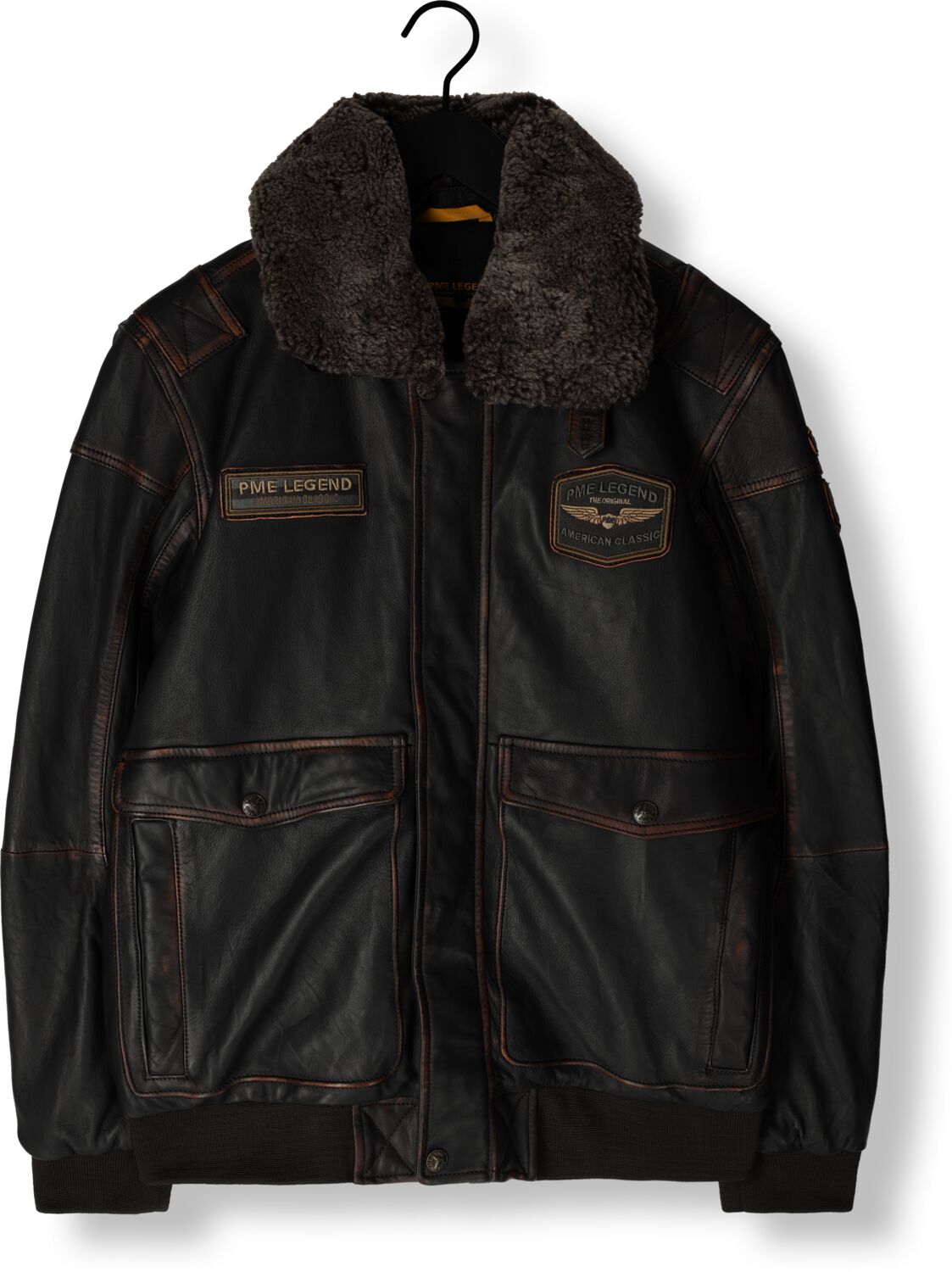 PME LEGEND Heren Jassen Flight Jacket Snowprop Sheep Veg Rubb-off Bruin