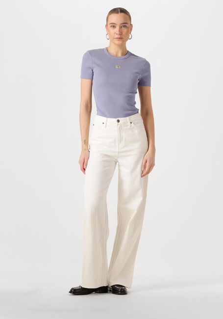 Lila CALVIN KLEIN T-shirt WASHED WOVEN LABEL RIB FIT TEE - large