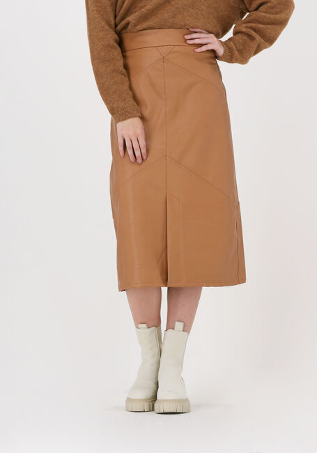 Cognac 10DAYS Midirok VEGAN LEATHER SKIRT - large